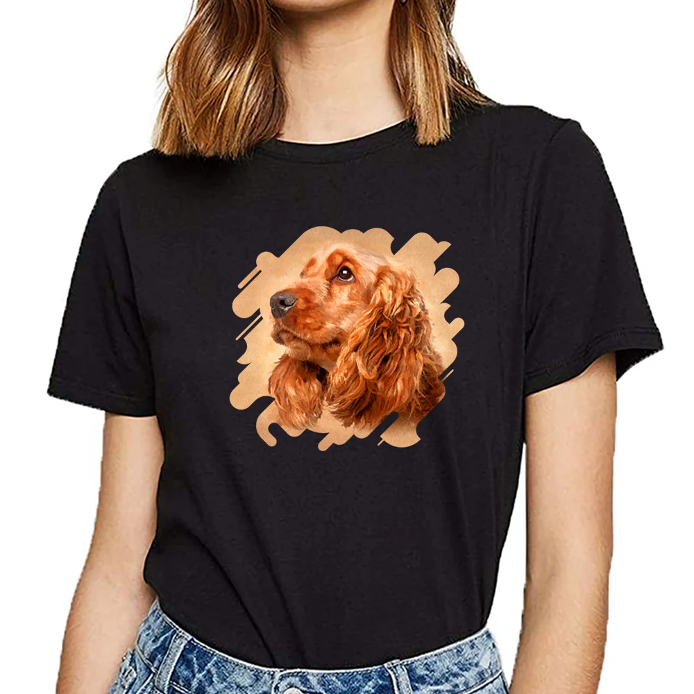 Футболка женская с принтом базовый черный топ английским Кокер