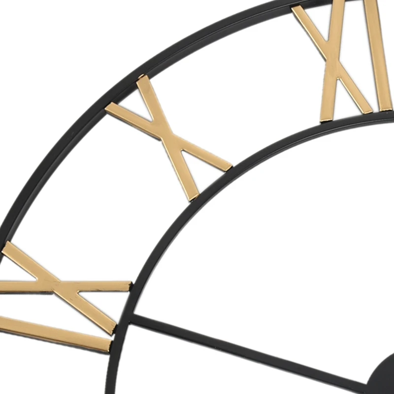 

1Pcs Wall Decoration Wrought Iron Alarm Clock Retro Wall Clock 3D Round Roman Hollow Iron Bar Quiet Decorative Wall Clock