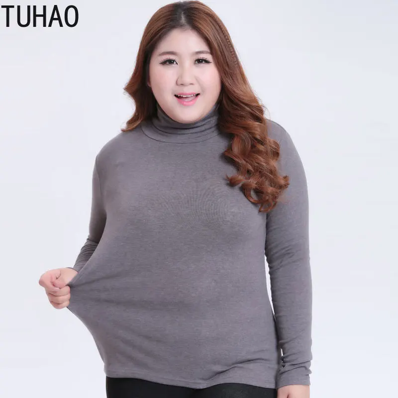 TUHAO Осень Зима Джемпер Блузка Плюс большой размер 6XL 5XL 4XL рубашки топы с высоким воротником Женская одежда WM62