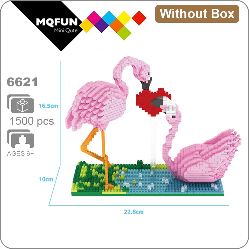 

PZX Mini Blocks Cute flamingo Building Toy Model Animal Action Figures Micro Bricks Brinquedo Toys for Kids Gift Valentine days