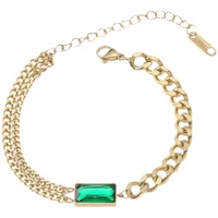 fashion ins green diamond titanium steel thick chain temperament bracelet women simple personality girlfriends ladies hand jew