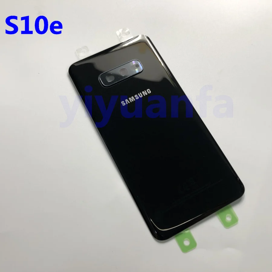Samsung Galaxy S10 G973 S10 Plus G975 S10E задняя крышка батарейного отсека задняя крышка Корпус Запасные части+ стеклянная рамка объектива камеры - Цвет: S10e black