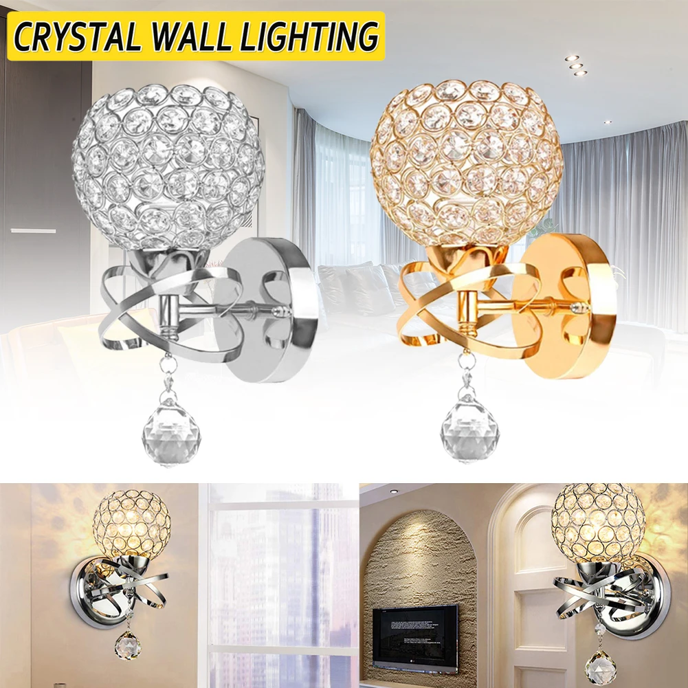 

Classic Crystal Wall Light Pendent Lamp with E27 Socket for Bedroom Living Room Study Wall Lamp Home Decoration