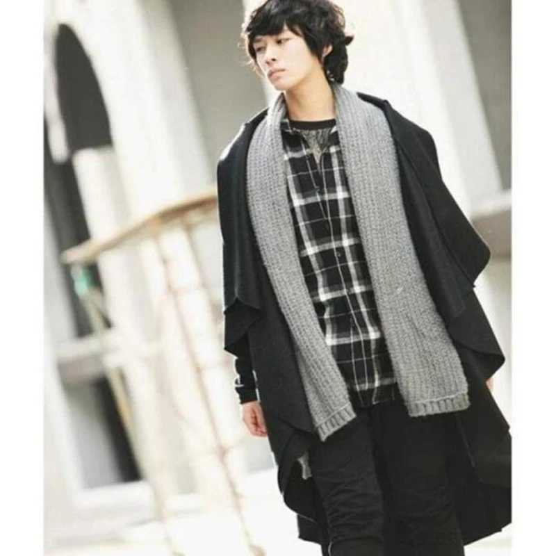 Мужская Длинная шерстяная ветровка в Корейском стиле Осень-зима