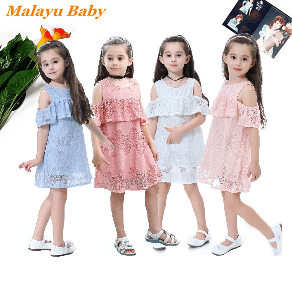

Malayu Baby Fashion Girl Dress 2021 Summer New Sweet Child Lace Ruffled Sleeveless Princess Vestidos 2-10 Years Kids Clothing