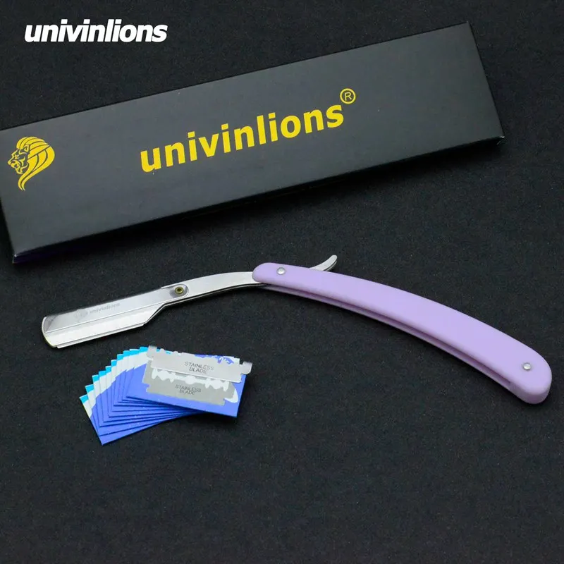 Univinlions, прямая пластиковая ручка, складное острое лезвие, бритва, палочка для мужчин и женщин, парикмахерский нож для бритья, борода, лицо, подмышек