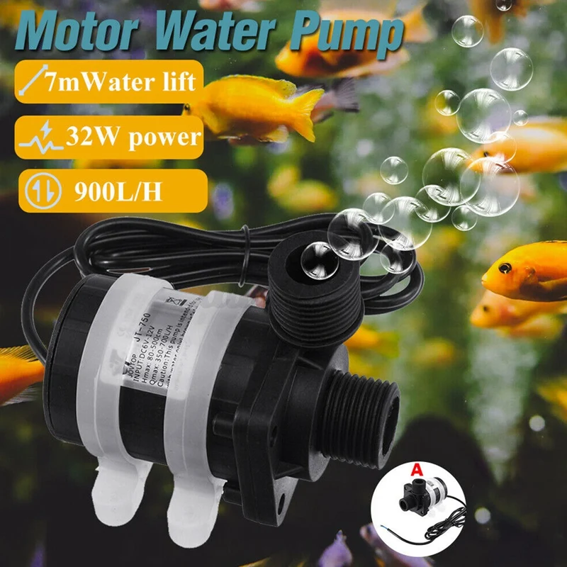 

Ultra Quiet DC 12V 32W Lift 7M 900L/H Brushless Motor Submersible Water Pump