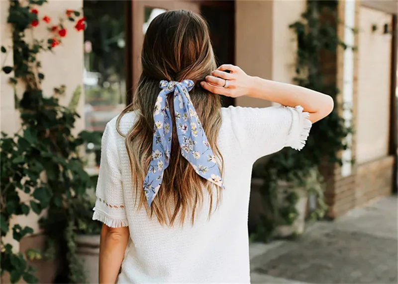 12 шт./лот модные DIY резинки для волос шарф цветок полоса лента в горошек