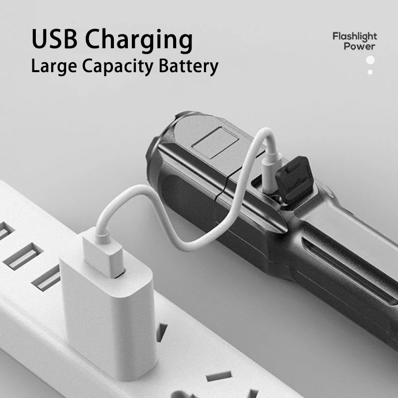 Светодиодный водонепроницаемый тактический фонарик T6 с зарядкой от USB
