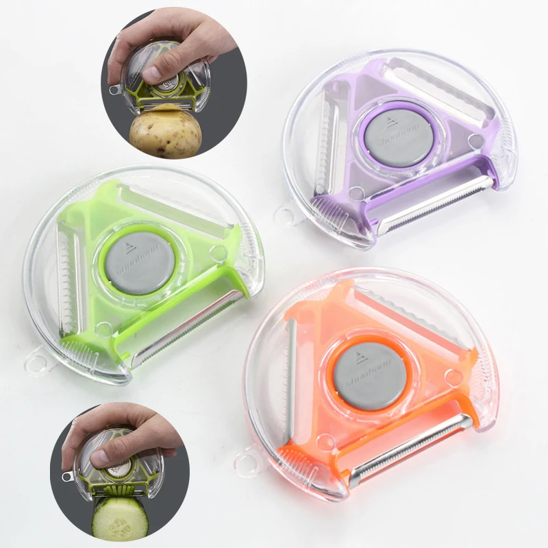 

Нержавеющая сталь роторная Овощечистка с 3 лезвиями маленькие кухонные устройства Инструменты ручная овощерезка для фруктов