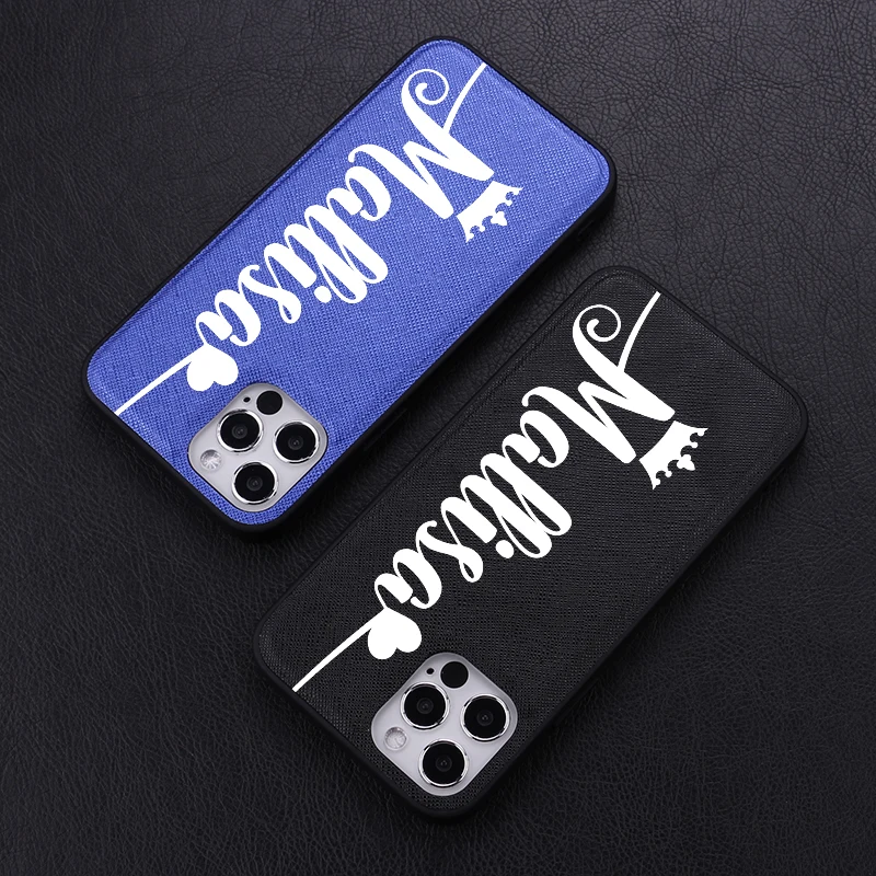 Чехол-бампер из искусственной кожи на заказ с вашим именем для iPhone 12 11 Pro XS Max XR 7Plus