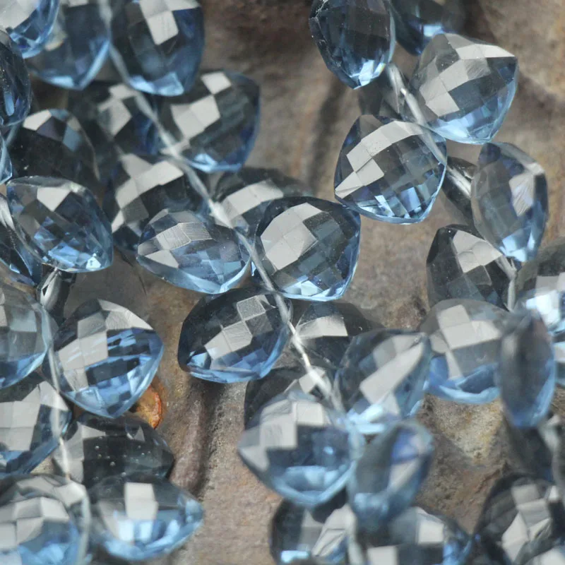 10 шт. полная нить калиброванный размер синий кварц PARAIBA граненые подушки Briolettes 0