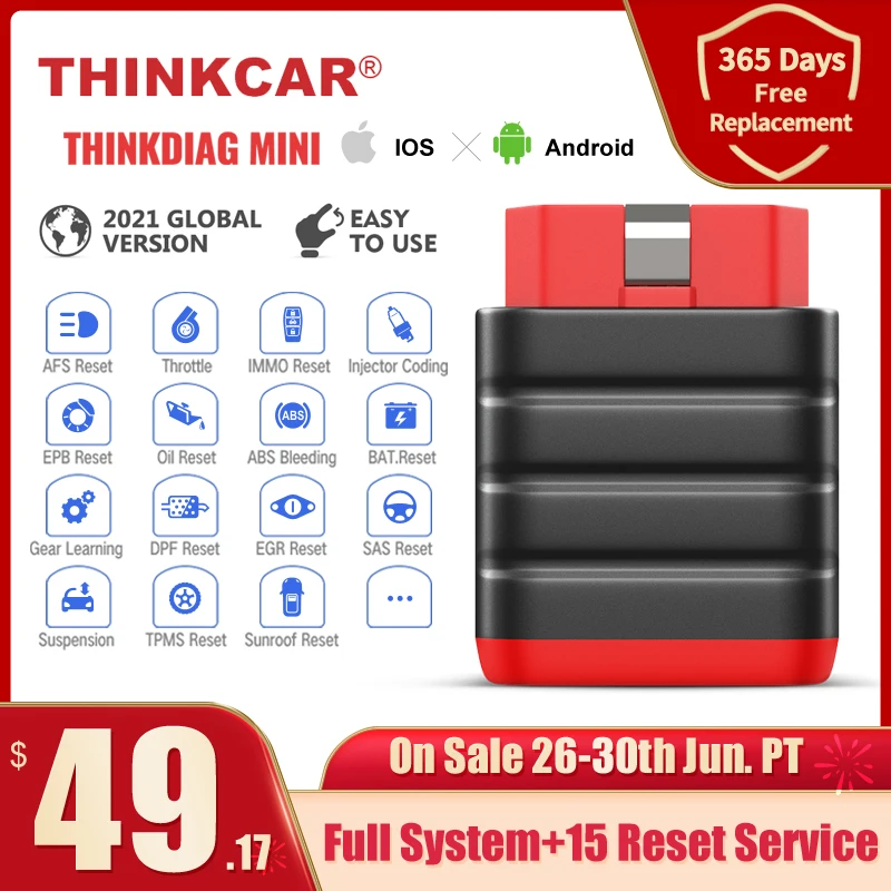 

Новинка, сканер Thinkcar Thinkdiag Mini OBD2, автомобильный диагностический инструмент OBD 2 IOS, считыватель кодов полной системы, сканер OBD на Android