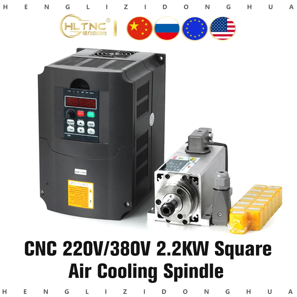 

Бесплатная доставка CNC 220V 380v 2.2KW квадратный шпиндель воздушного охлаждения 2200w с воздушным охлаждением фрезерный шпиндель + VFD инвертор + 13 шт...