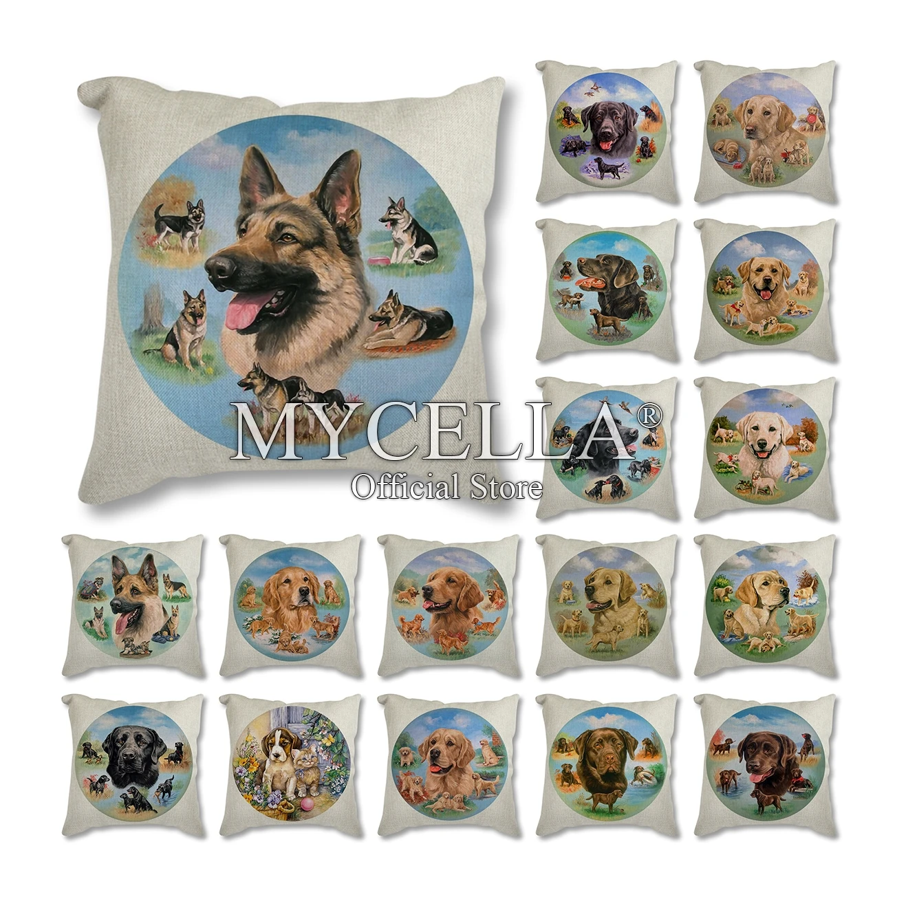 

New Animal dog landscape Cushion Cover Polyester Cotton 45X45CM Pillowcase Home Decorative Throw Pillows Cushion Covers