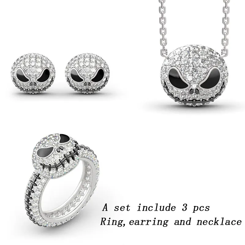 Винтажный ювелирный набор с черепом серебряное кольцо для Хэллоуина серьги