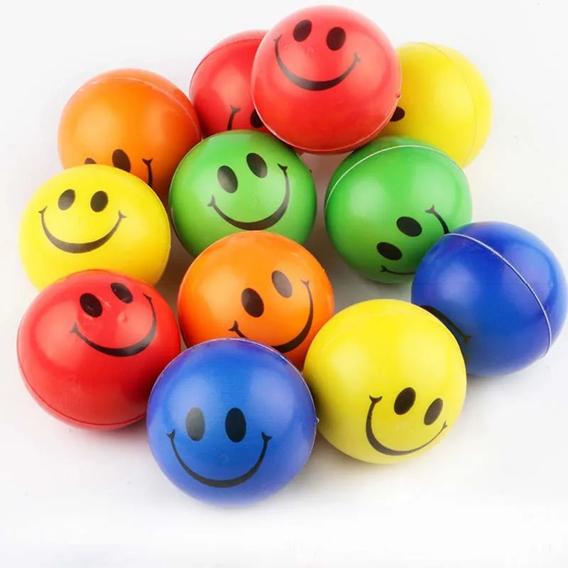 

5Pcs/lot 6.3cm Smiley Foam Ball Squeeze Pressure Relief Ball Toy Wrist Training PU Children Vent Decompression Sponge Ball