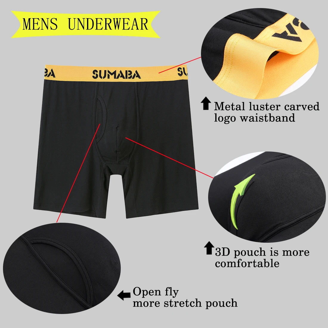 Men Boxer Briefs Fashion New Black Cool Boxer-Shorts High Quality Bamboo Quick Drying  Breathable Elasticity Men's Underpants