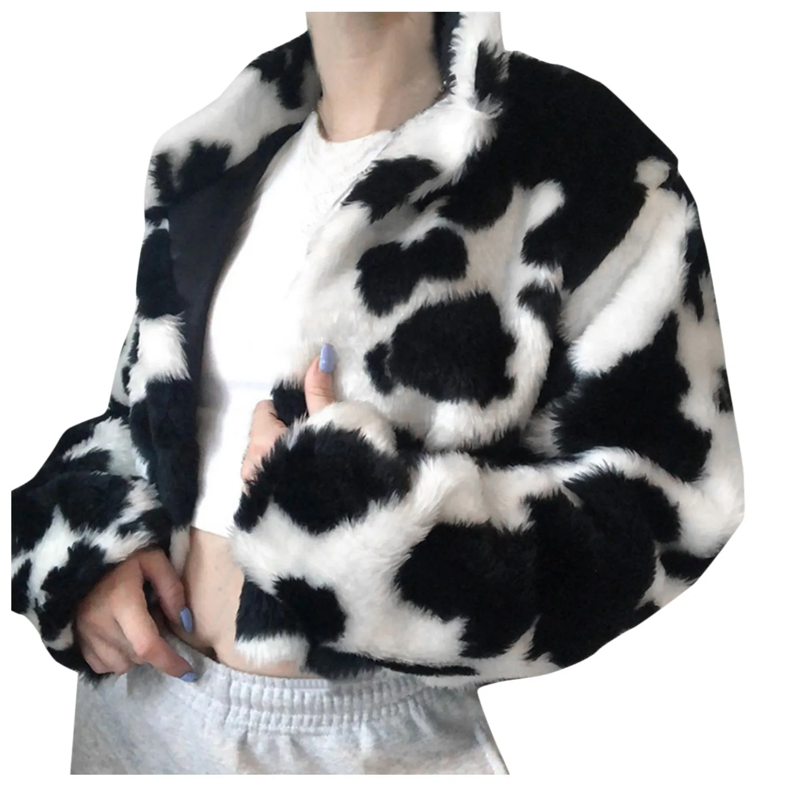 

Fleece Solid Cardigan Lapel Women Double-faced Casual And Color Winter Autumn Coat Long-sleeved Women's Coat Lightweight Coat