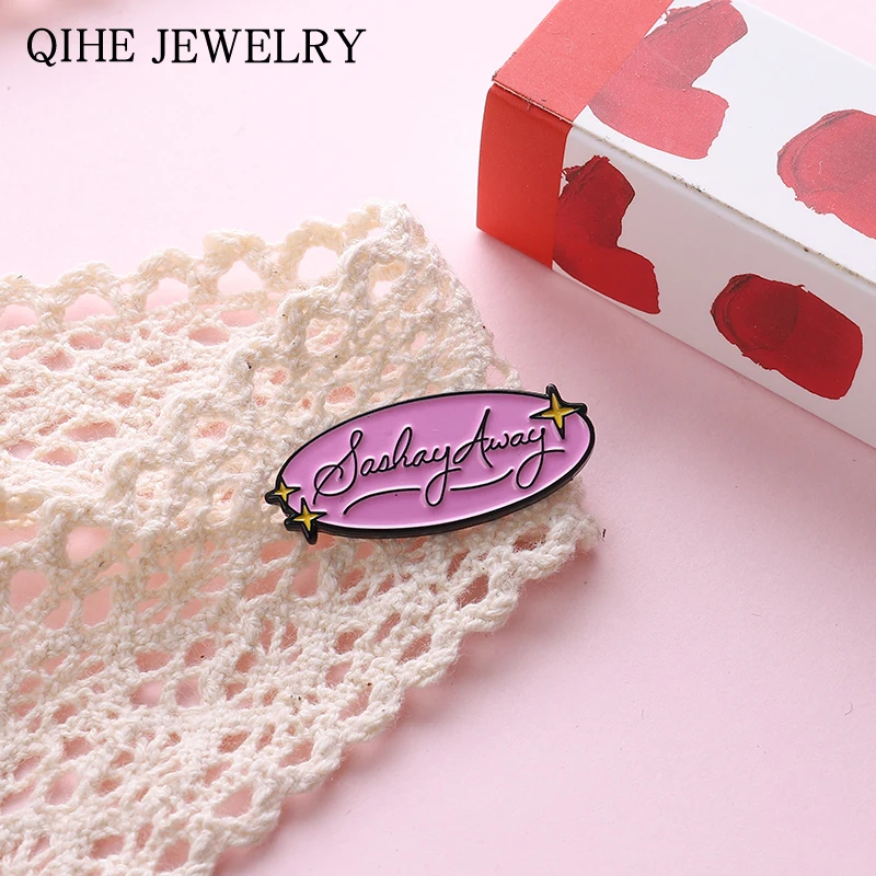

Pink Oval with letters RuPauls Drag Race Enamel Pin Cartoon Bag Denim Shirt Lapel Pin Brooch Badge Fashion Jewelry for Women