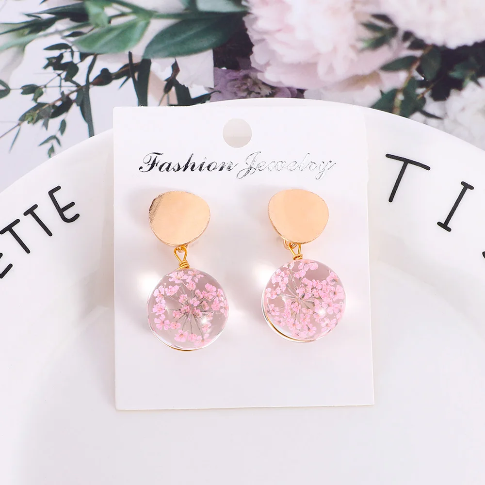 Новинка металлические круглые серьги с блестками прозрачные стеклянные шарики