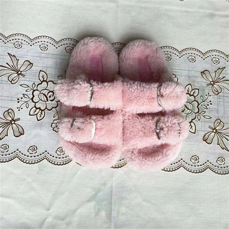 Европейская станция шерстяные тапочки женские меховые 100% высокого качества