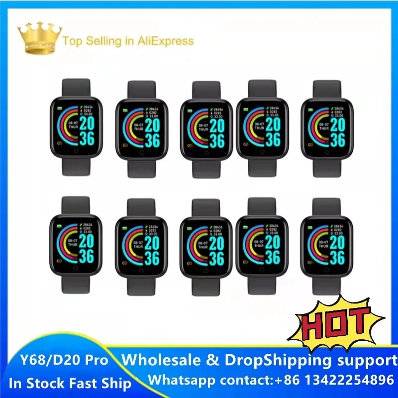 

10 шт., Смарт-часы Y68 D20 Pro для мужчин и женщин
