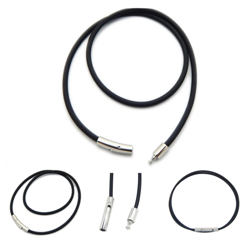 40/45/50/55/60cm Black Rubber Cord String Rope Chain with Metal Buckle Clasp for Jewelry finding Making necklace bracelet | Украшения и