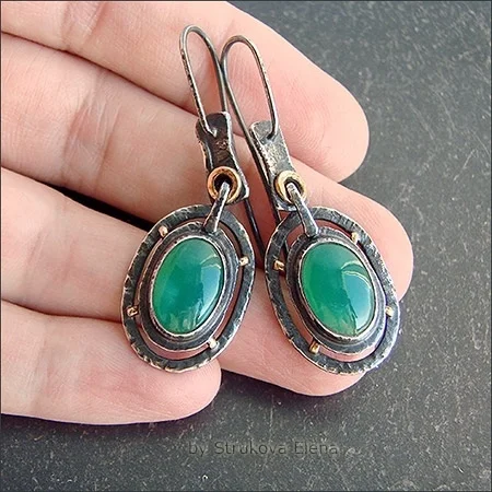 

925 Silvercolor Kazakhstan emerald earrings, Turquoise Earrings, fashionable new engagement Earrings