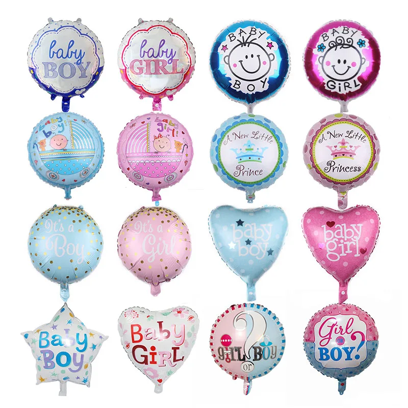 18-дюймовый Baby Shower Пол раскрыть Фольга воздушный шар Дети 1st День рождения Фольга воздушные шары для мальчиков и девочек, в первую очередь предметы для украшения дня рождения