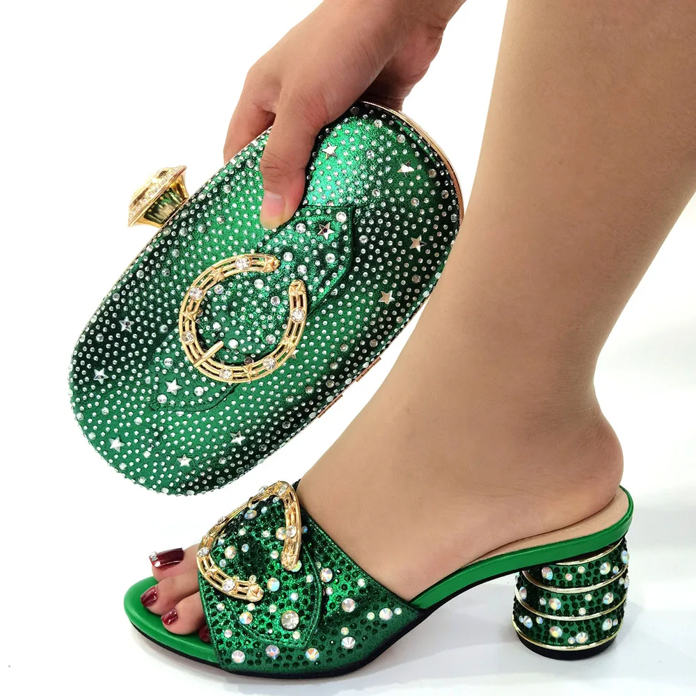 

Doershow Italian Shoe and Bag Set New 2021 Women Shoes and Bag Set In Italy green Color Italian Shoes with Matching Bags! HKJ1-5