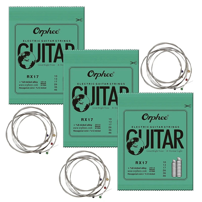 

Orphee RX17 Nickel Plated Steel Colorful Ball-End Electric Guitar Strings Standard Tension 010, 013, 017, 026, 036, 046