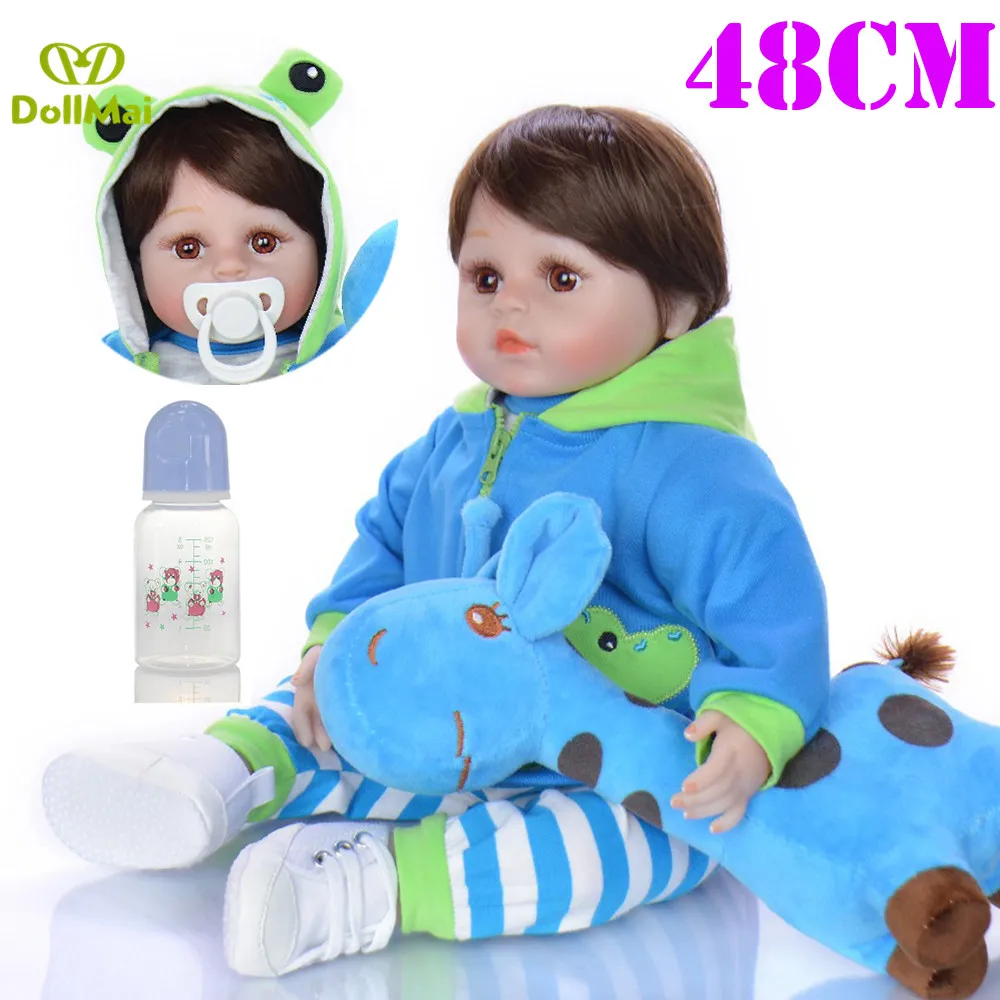 

48cm Reborn Baby Doll Soft Silicone Cloth Body Realistic boy bebes reborn menino bonecas Newborn Toy Gifts