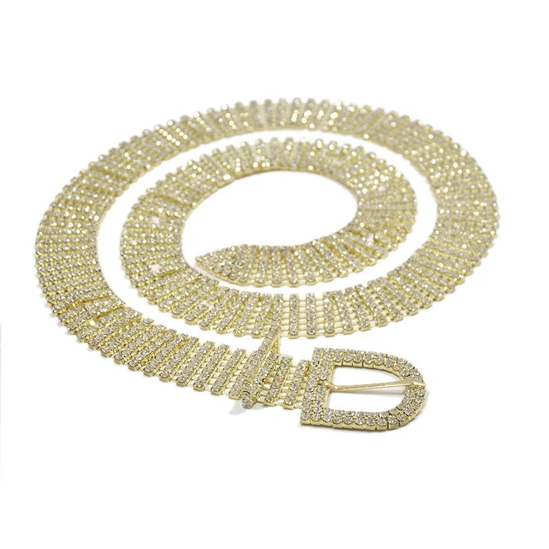 

RANMO 2021 Luxury Rhinestone Women Belts Brand Designer Diamond Waist Chain Waistband Gold Silver Female Casual Party Dress Belt