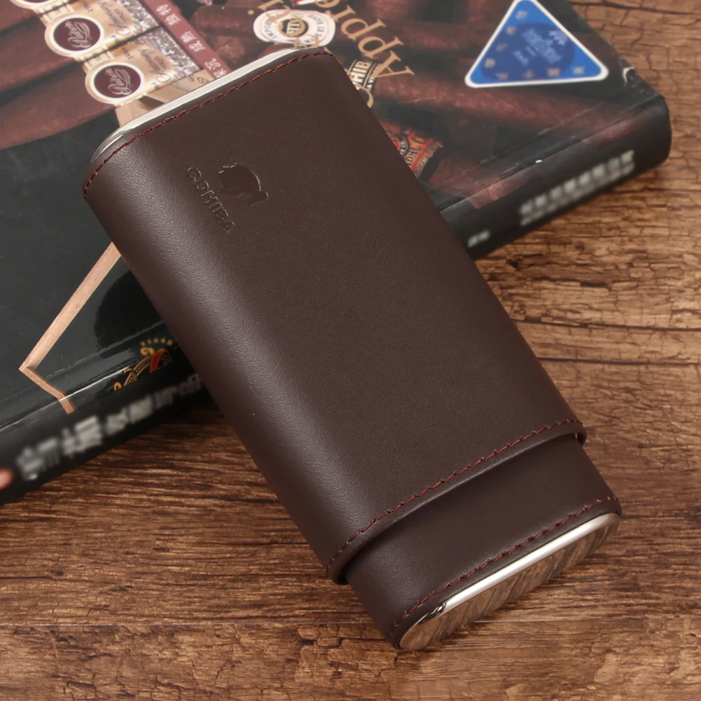 COHIBA Портативный кожаный чехол для сигар из кедра и гумидора дорожный деревянный 3