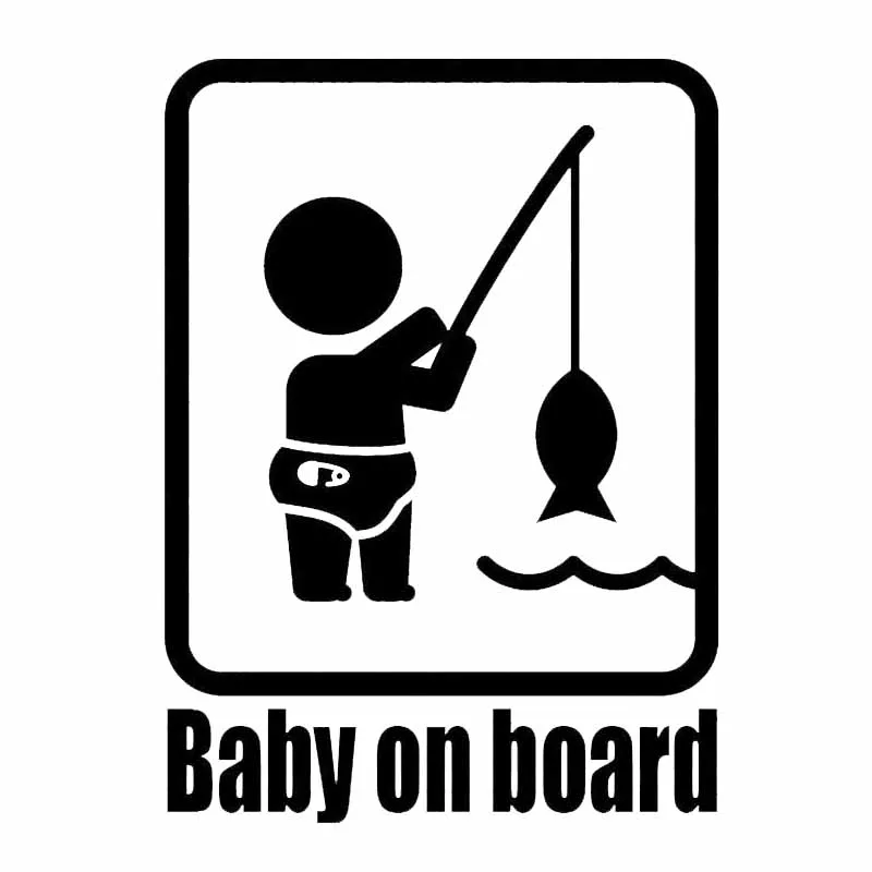 

Volkrays Funny Car Stickers Baby on Board Fishing Warning Safety Sign Stickers Waterproof Sunscreen Decals PVC,15cm*11cm