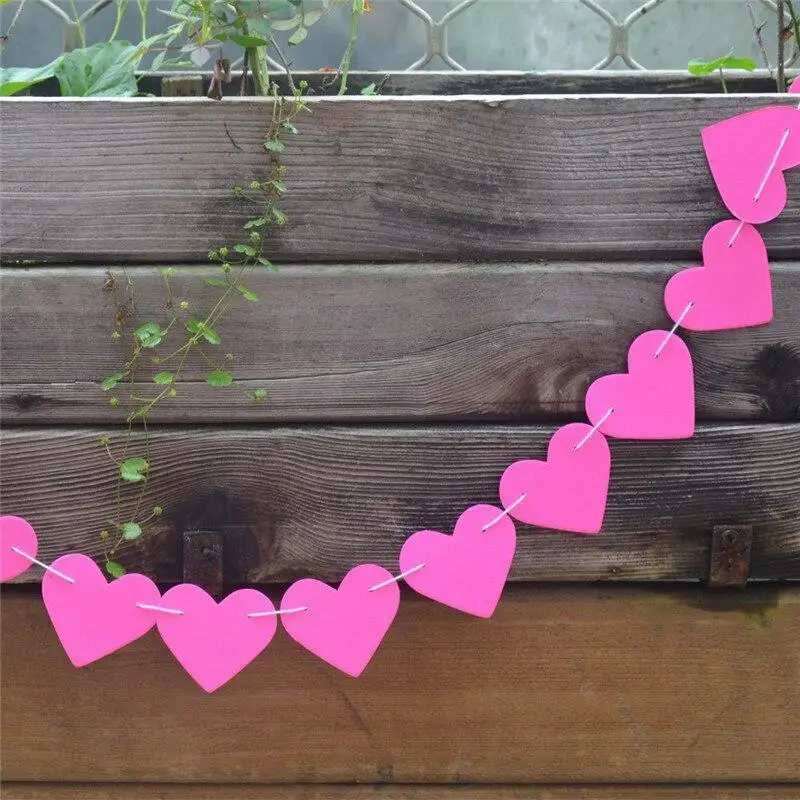 

1 Meter Heart Shape Paper Card Buntings DIY Card Banners Ornament For Wedding Birthday Party Decoration Valentine's Day Supplies