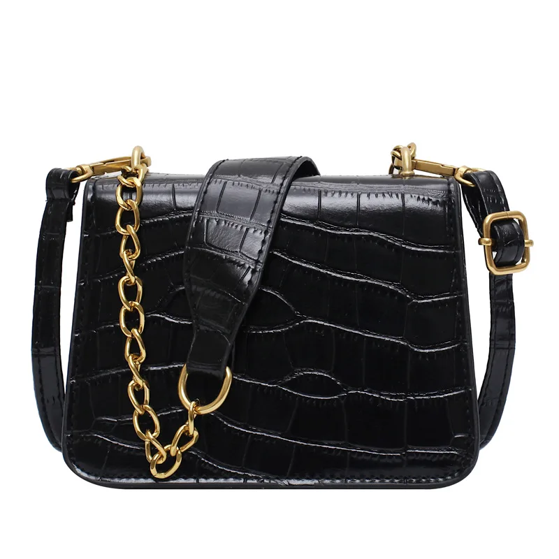 

American Style Crocodile Pattern Shoulder Crossbody Small Square Bag Fashion Small Handbags Women's Bag Chain Bag Tide
