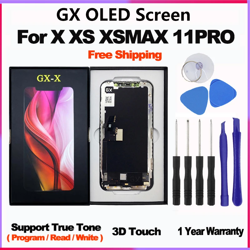 

GX OLED Screen For iPhone X Hard Display XS 11 Pro Soft Pantalla Digitizer Assembly Replacement For iPhone XS MAX Display Tested
