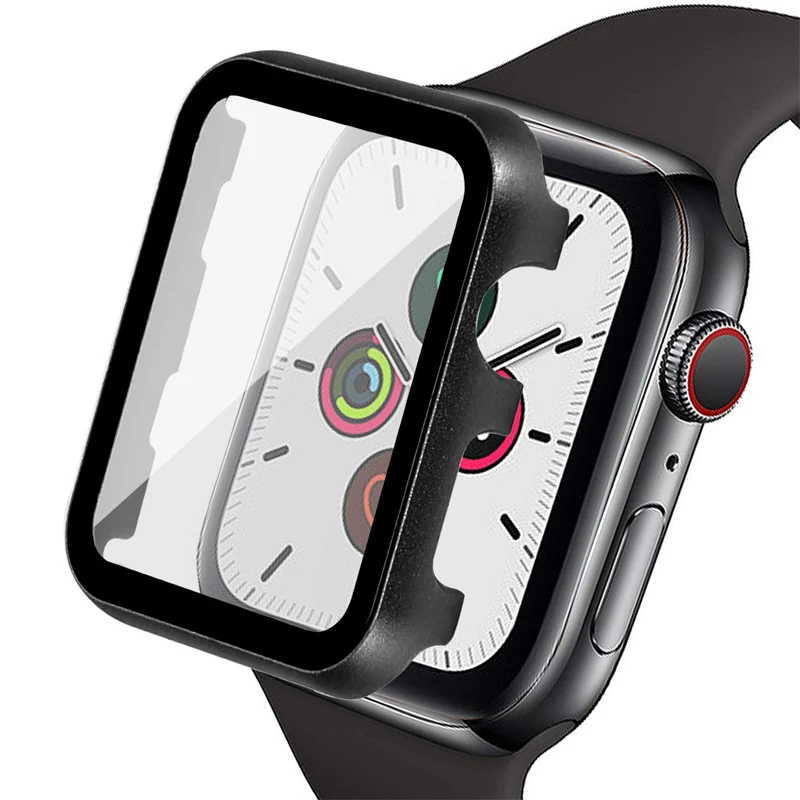 2 в 1 металлический защитный Чехол + пленка для Apple Watch 44 мм 40 42 38 iwatch серии SE/6/5/4/3/2 HD