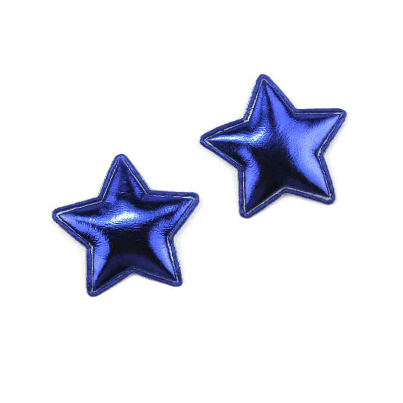Royal Blue 42 шт. 3,5 см ПУ Звезда Форма Мягкие аппликации для детей головные уборы детский зажим для волос патчи поставки DIY ремесло украшения - Цвет: Royal Blue