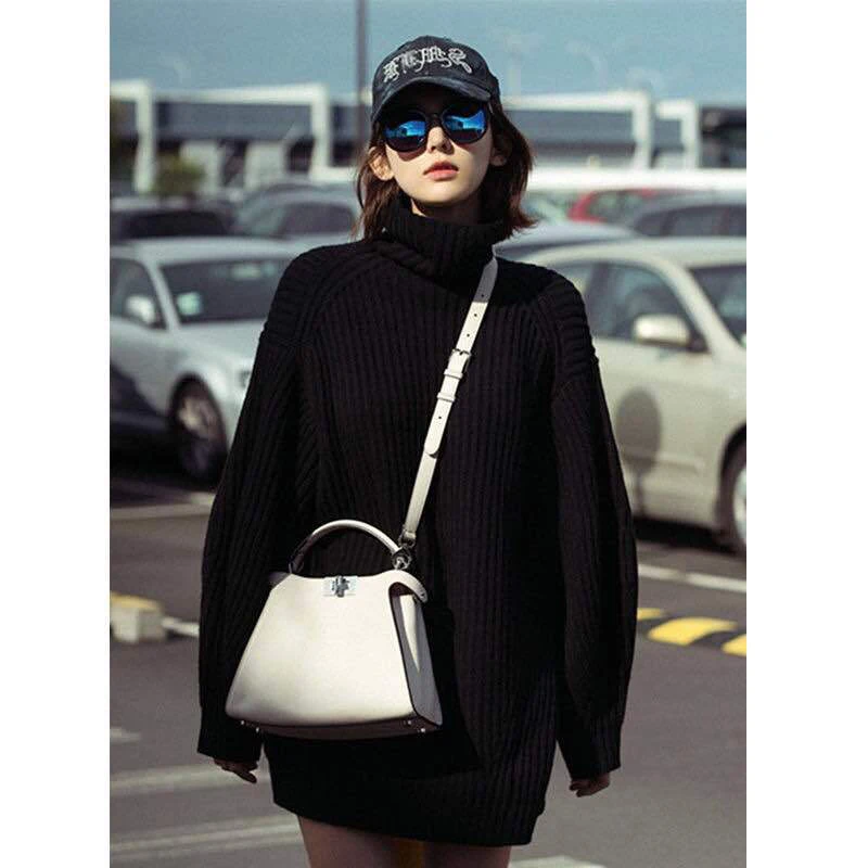 Women Winter Turtleneck Sweaters Vintage Loose Female Long Pullovers Casual Streetwear Lady Warm Korea Tops | Женская одежда