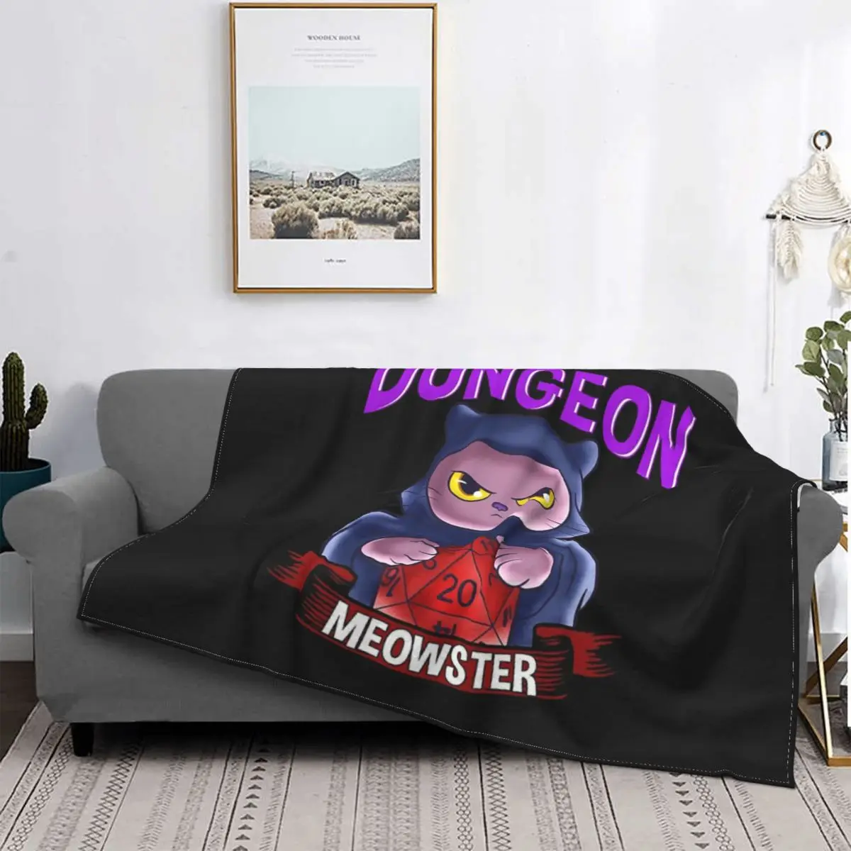 

Dungeon Meowster-Manta de juego bonita y divertida, colcha de cama a cuadros, manta de lino, funda de lana para niños