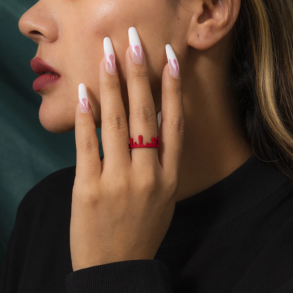 Крутое кольцо SRCOI в форме короны на Хэллоуин вампира гот панк кровь красные