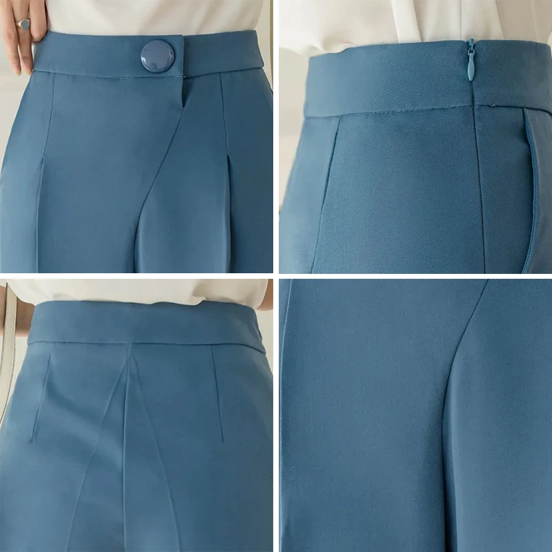 

Chic High Waist Suit Pant Women Office Lady Solid Ankle-Length Trousers Korean Style 2021 New Work Straight Leg Pants Female