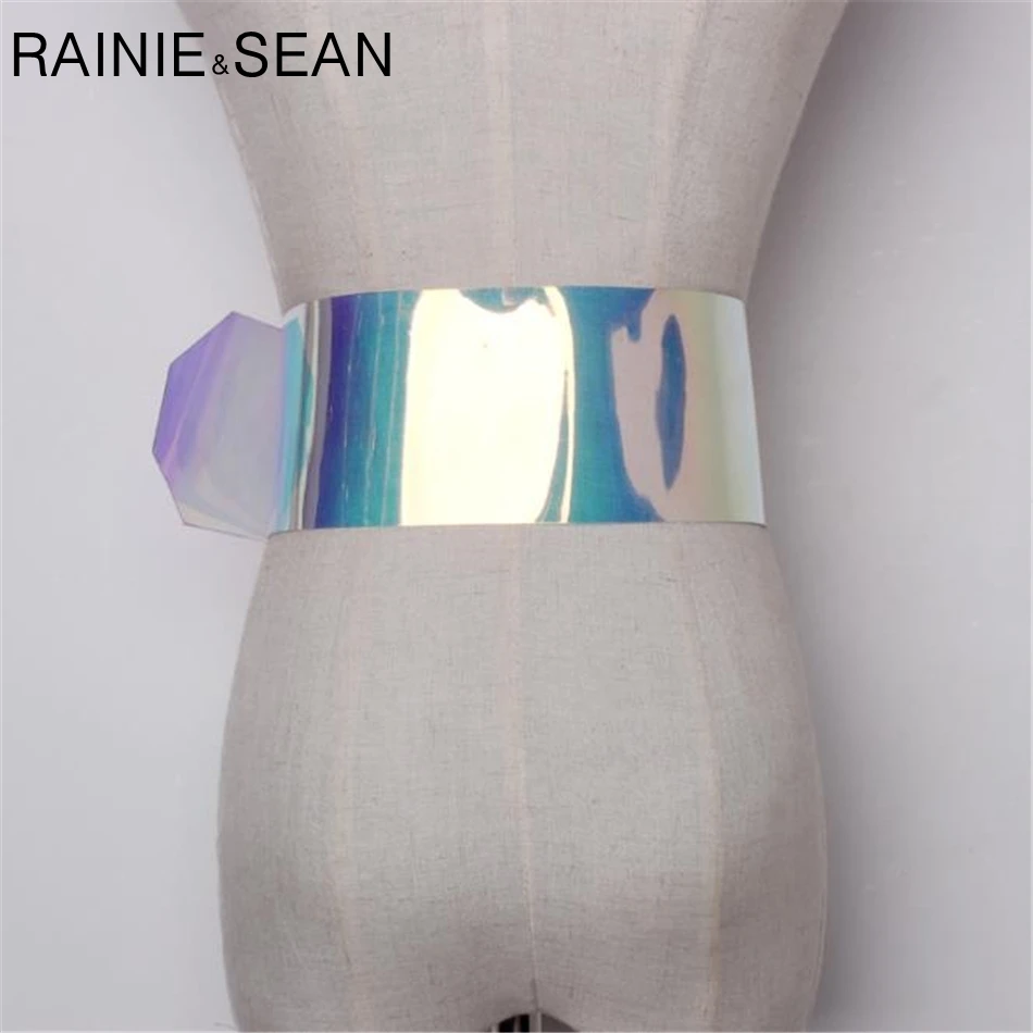 Широкие прозрачные ремни RAINIE SEAN с большой металлической пряжкой из ПВХ яркие
