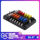 32 В пластиковая крышка предохранителя держатель M5 шпилька 12 способов лезвие с Светодиодный индикатор светильник для авто лодка морской Трайк