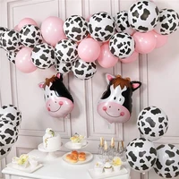 58pcs pink latex balloons garland for farm animal theme birthday party decorations kids baby shower supplies cow foil balloon