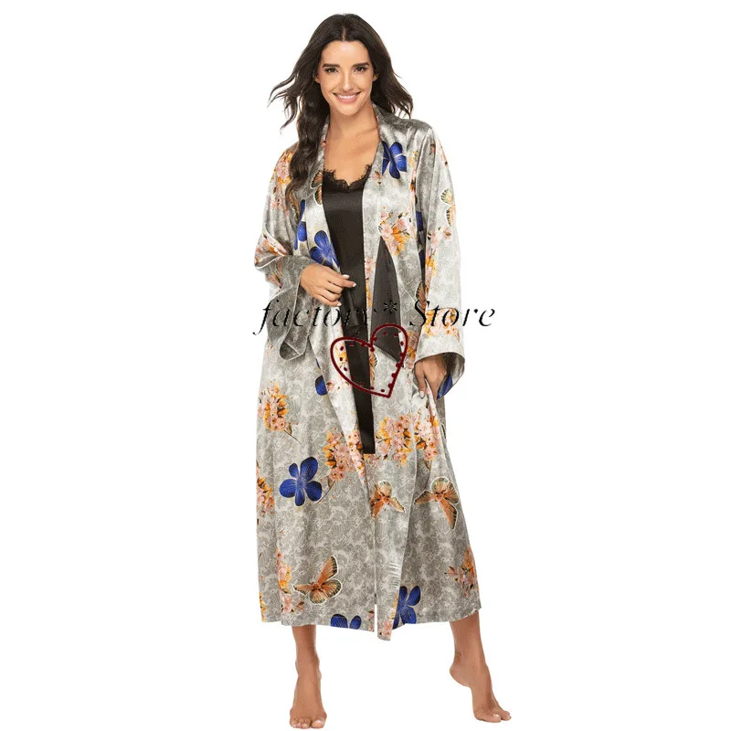 

Женская шелковая ночная рубашка с принтом, топы для отдыха, женские пижамы