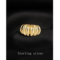 simple 925 silver rings for women golden arc wide face twill twist ring sterling silver jewelry adjustable size womens ring